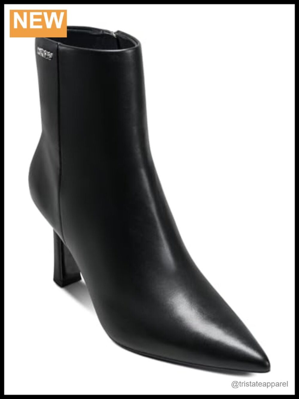 DKNY Caryann Heeled Bootie Pointed Toe Ankle Leather Zip Boots Women's
